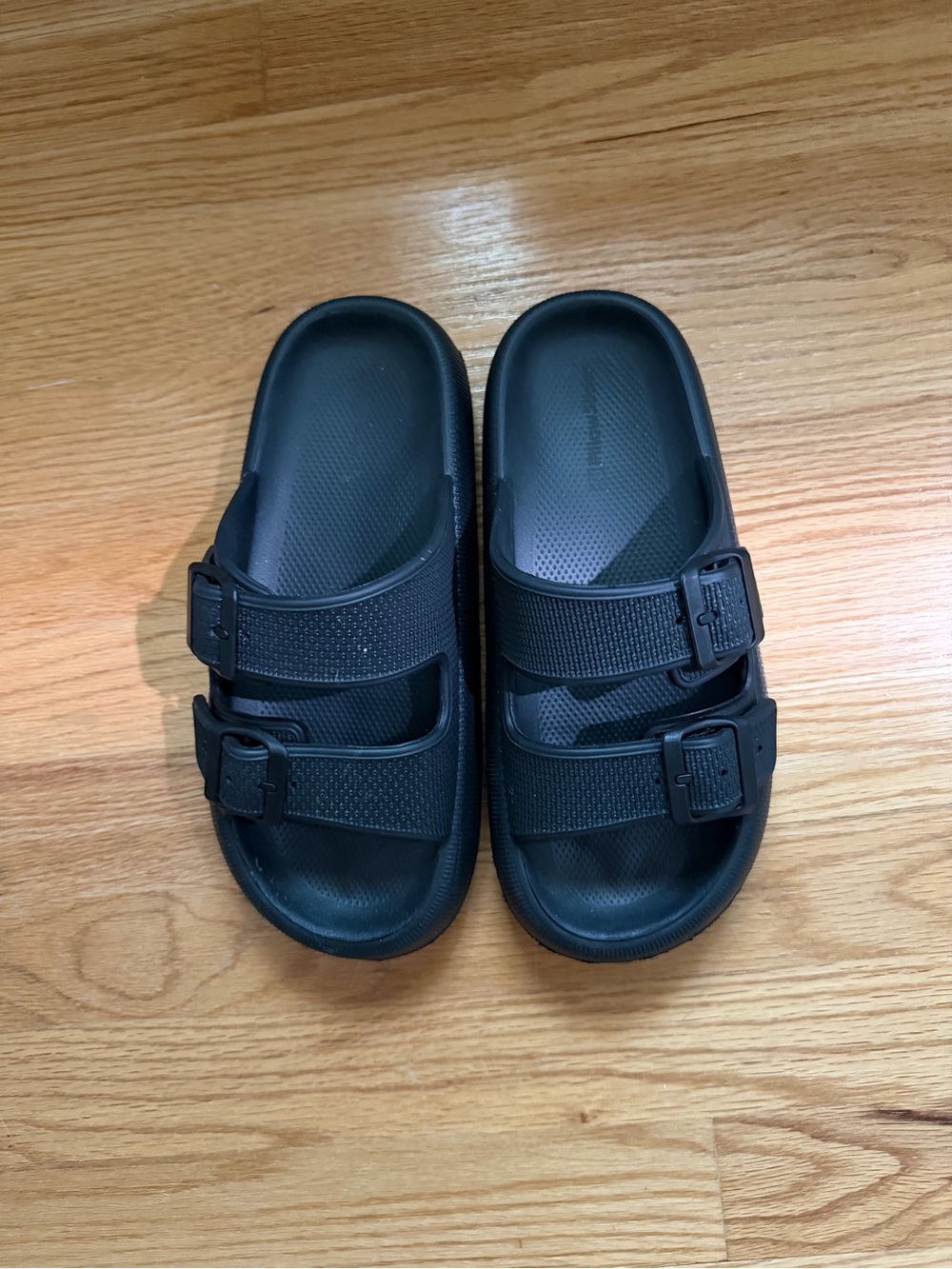 Women's Black Double-Strap Slide Sandals